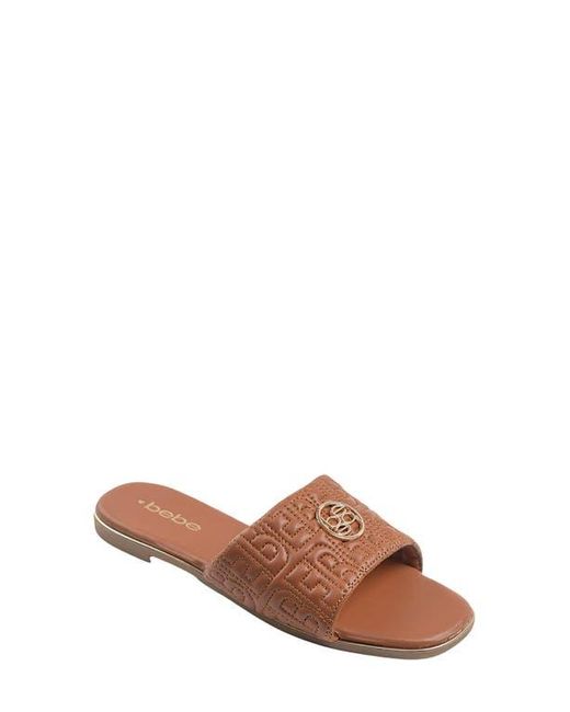 Bebe Brown Quilted Slide Sandal