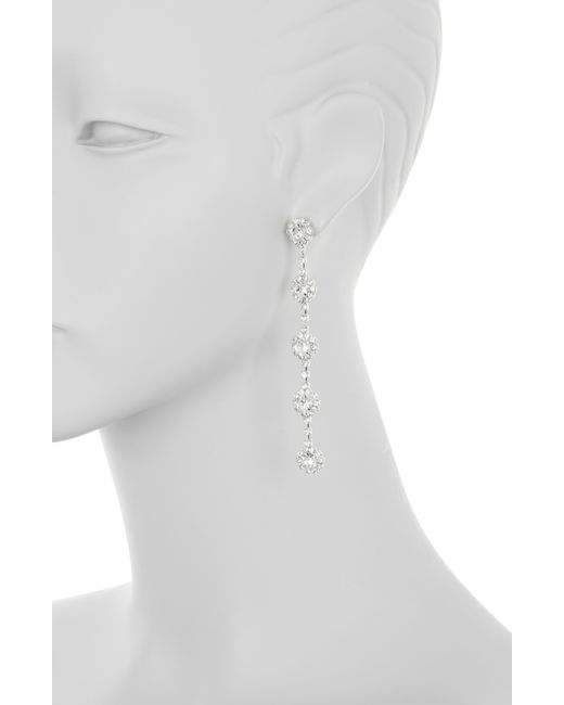 Tasha White Crystal Halo Linear Drop Earrings