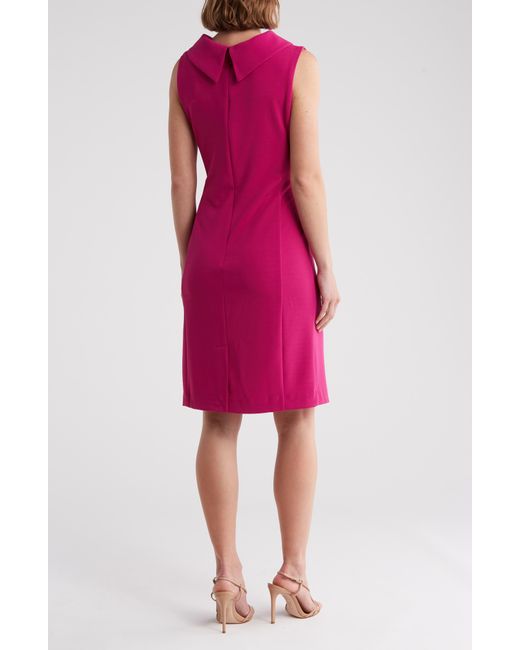 Tahari Pink Envelope Neck Sleeveless Career Dress