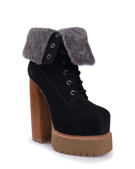 Zigi Women's Black Aden Faux Shearling Lined Platform Bootie