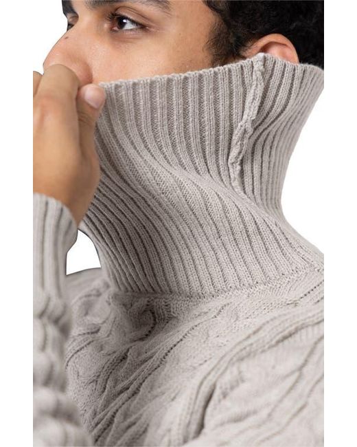 Xray Jeans Gray Cable Knit Turtleneck Sweater for men