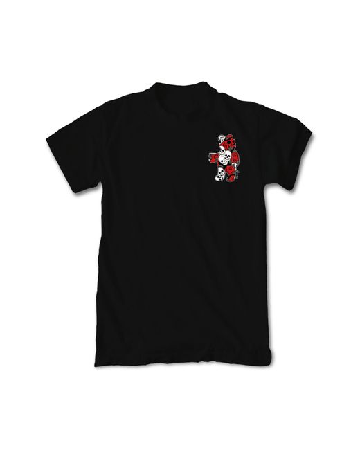 Riot Society Black Skull Rose Bear Cotton Graphic T-shirt for men