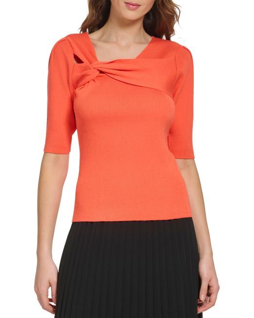 DKNY Red Knot Detail Rib Sweater