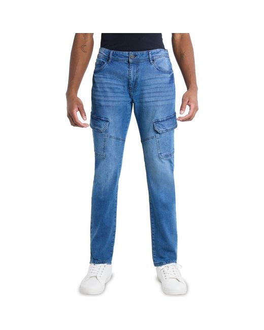 Xray Jeans Blue Slim Fit Cargo Jeans for men