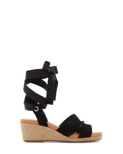 新作 UGG アグ Taia Ankle Tie Wedge Sandal 厚底 サンダル UGG Taia Ankle Tie Wedge Sandal in Natural | Lyst