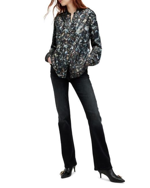 AllSaints Black Toni Caladesi Tie Neck Button-Up Shirt