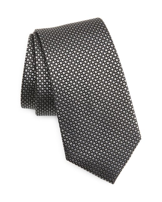 Duchamp Gray Geometric Silk Tie for men
