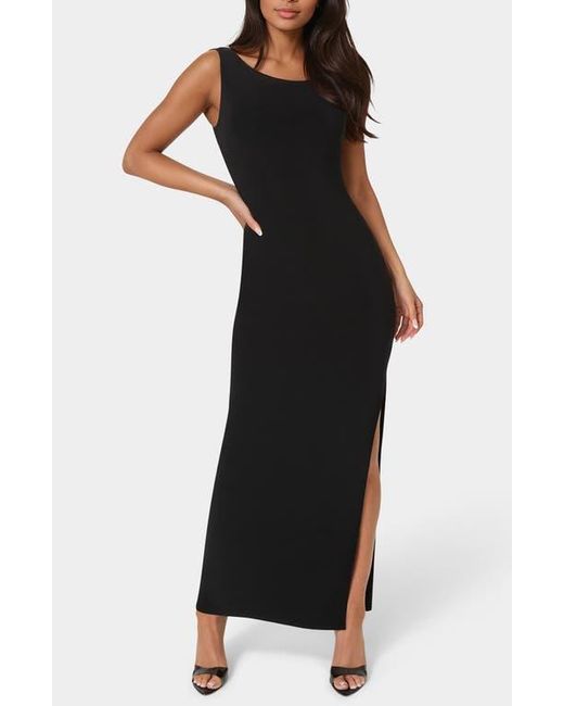 Bebe Black One-Shoulder Slit Maxi Dress