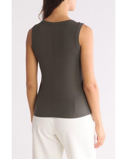 Halogen® Black Fitted Ribbed Tank Top