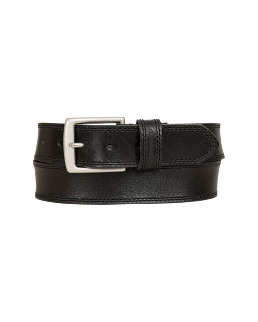 Lucky Brand Black Stitch Bar Leather Belt for men