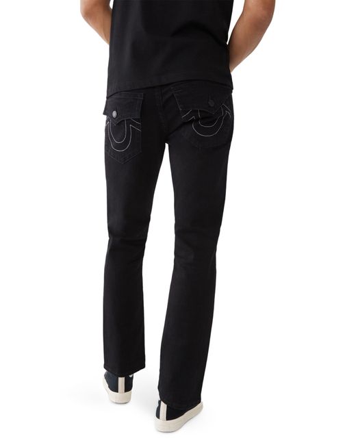 True Religion Black Ricky Flap Pocket Straight Jeans for men