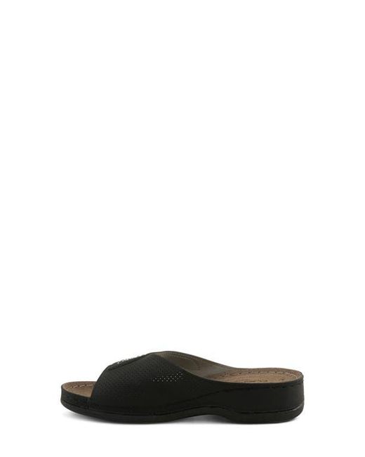 Flexus by Spring Step Black Rhinestone Wedge Slide Sandal