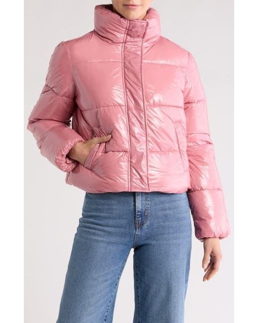 Noize Pink Coco Crop Water Resistant Puffer Jacket