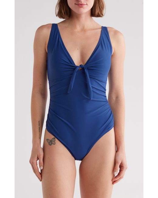 Nicole Miller Blue One-piece Sweetheart Swimsuit