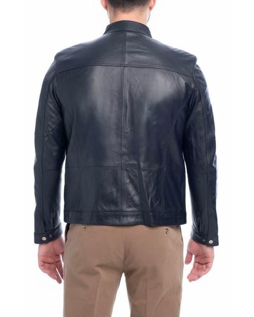 VELLAPAIS Blue Soft Leather Jacket for men