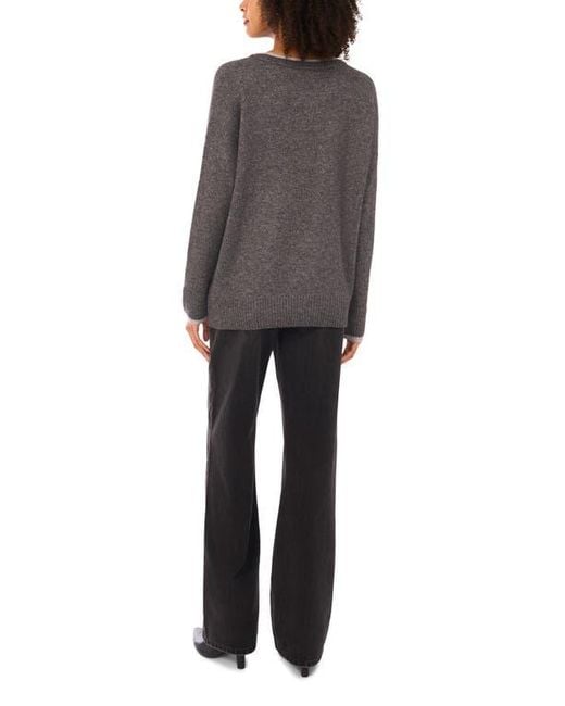 Halogen® Gray Tipped Crewneck Sweater