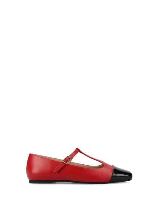 Journee Collection Red Thea T-Strap Flat