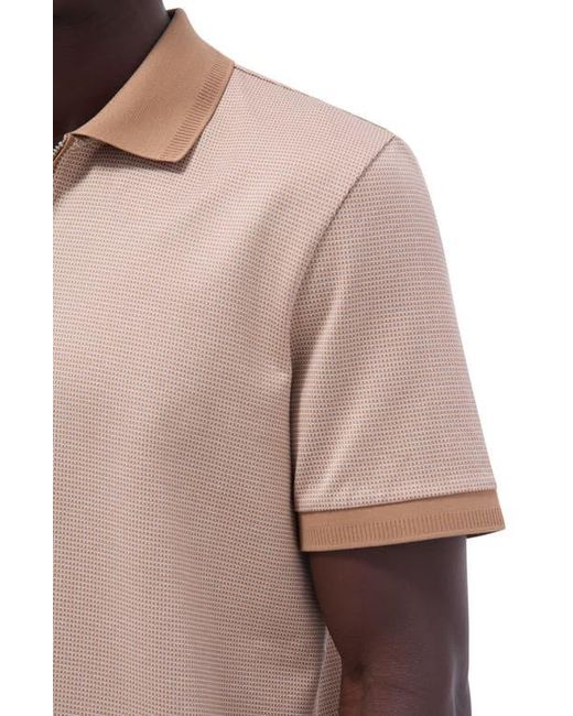 Bugatchi Blue Contrast Trim Zip Polo for men