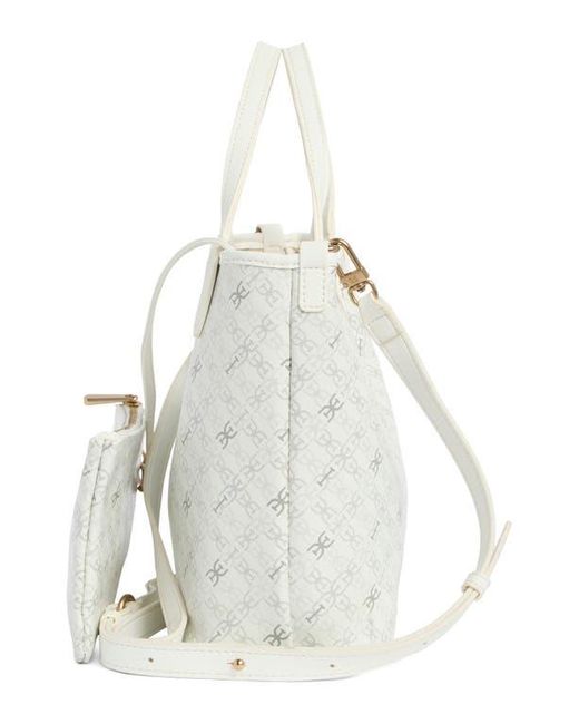Sam Edelman White Harper Mongram Mini Shopper Tote & Pouch