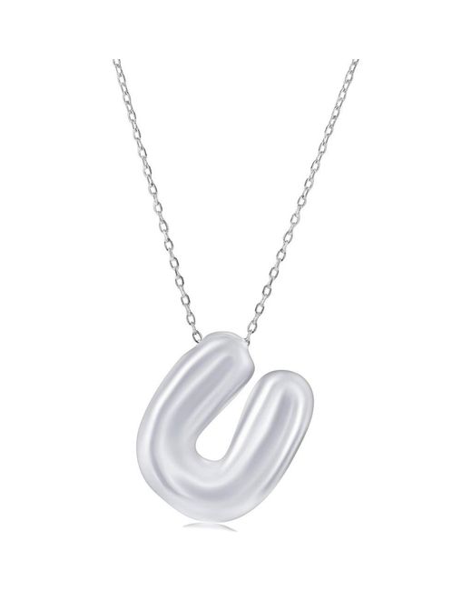 Simona White Bubble Initial Pendant Necklace
