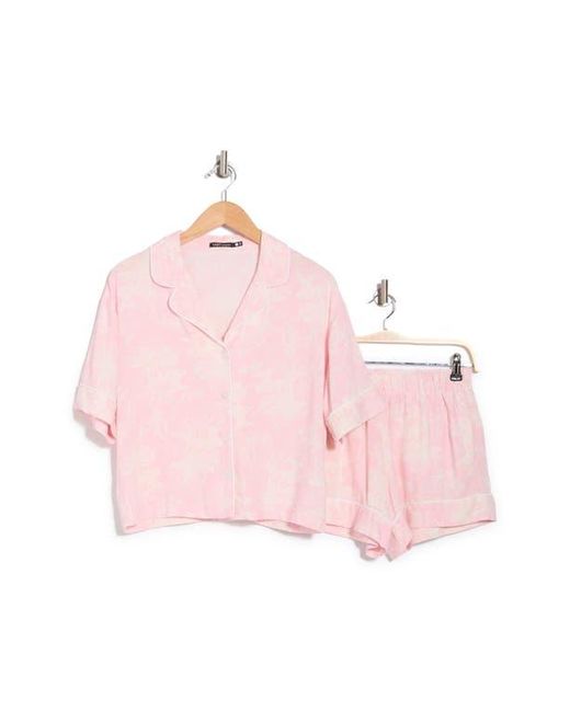 Tart Collections Pink Kine Challis Short Sleeve Button-Up Shirt & Shorts Pajamas