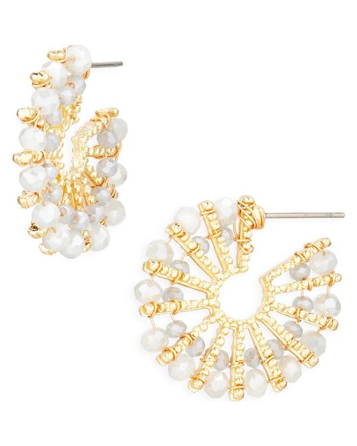 Cara Metallic Beaded Sunray Hoop Earrings