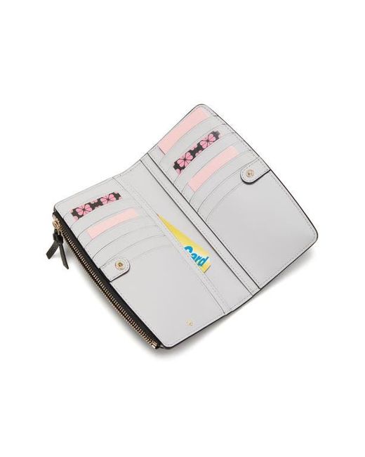 Kate Spade Black Knott Pebble Leather Slim Zip Wallet