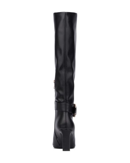 TORGEIS Black Faux Leather Tall Belt Boot