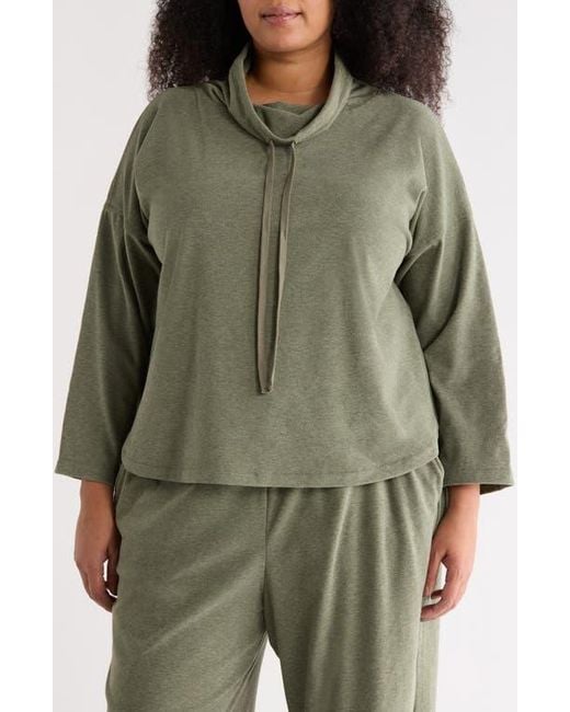 Max Studio Green Funnel Neck Top