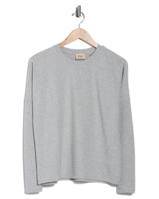Tahari Gray Long Sleeve Drop Shoulder Crewneck Top