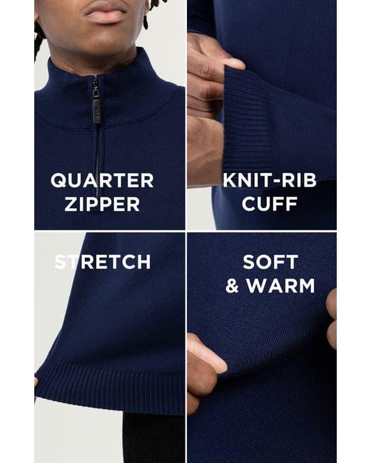Xray Jeans Blue Quarter Zip Mock Neck Sweater for men