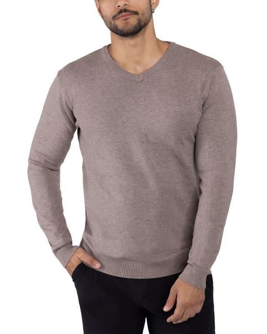 Xray Jeans Gray V-Neck Ribbed Knit Sweater for men