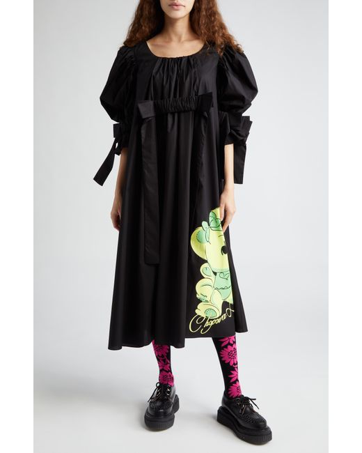 Chopova Lowena Black Bunny Slope Organic Cotton Dress