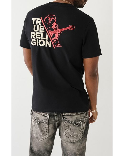 True Religion Black Half Buddha Tr Cotton Crew T-shirt for men