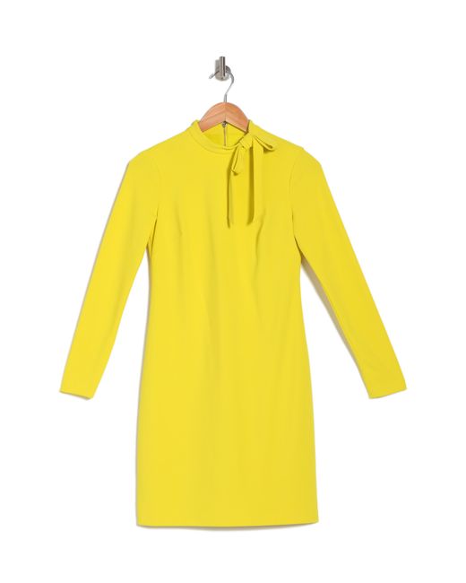 Calvin Klein Yellow Tie Neck Long Sleeve Shift Dress