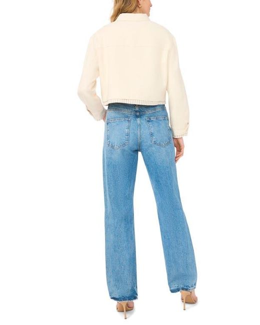 Halogen® Blue Crop Twill Shirt Jacket