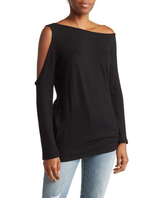 Go Couture Black Cold Shoulder Knit Top