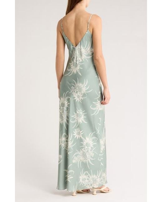 Rag & Bone Blue Rissa Floral Satin Slipdress