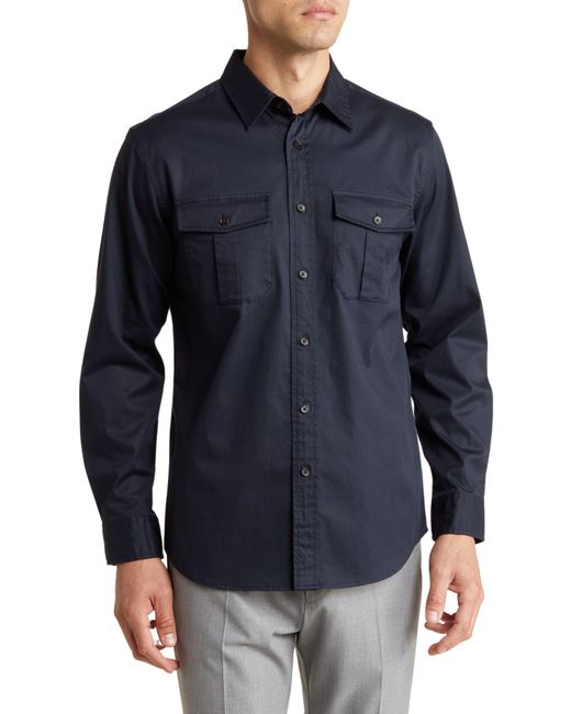 Theory Blue Irving Twill Military Overshirt for men