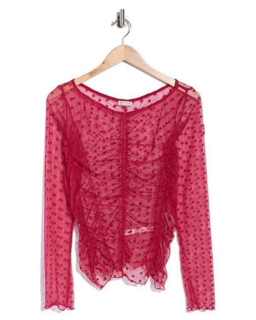 Free People Red Most Likely Long Sleeve Layering Top