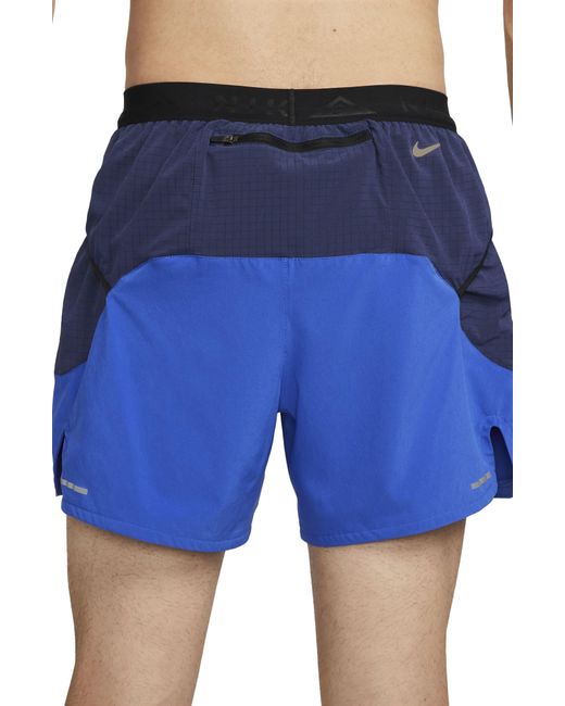 Nike Blue Second Sunrise 5-inch Brief Lined Trail Running Shorts for men