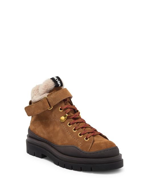 See By Chloé Jolya Genuine Shearling Hiking Boot in Brown | Lyst