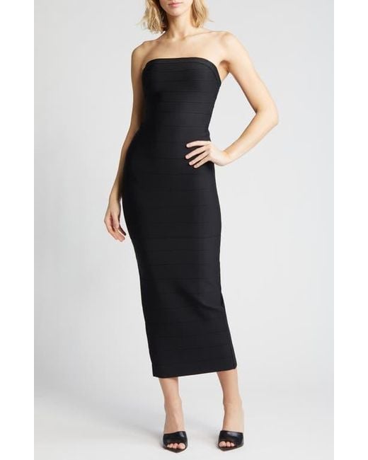Bebe Black Strapless Bandage Dress