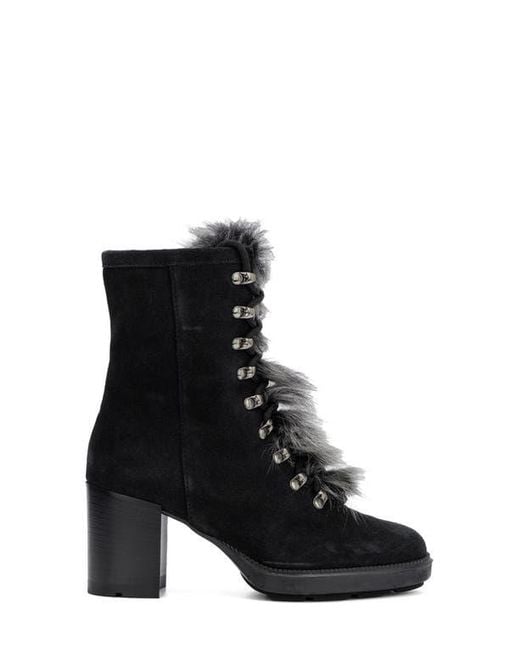 Aquatalia Black Irvina Hiker Boot With Genuine Shearling Trim