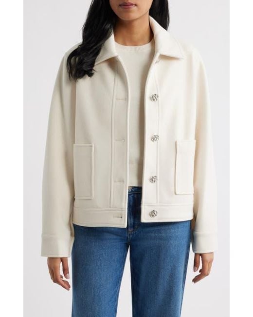 Cece Natural Jewel Button Flannel Jacket