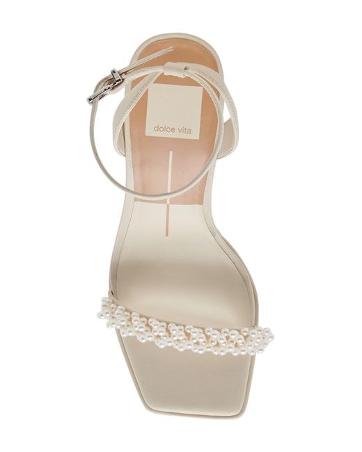 Dolce Vita White Adilyn Imitation Pearl Platform Sandal