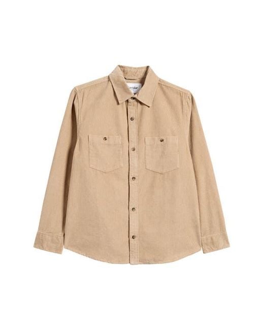 Corridor NYC Natural Long Sleeve Corduroy Button-Up Shirt for men