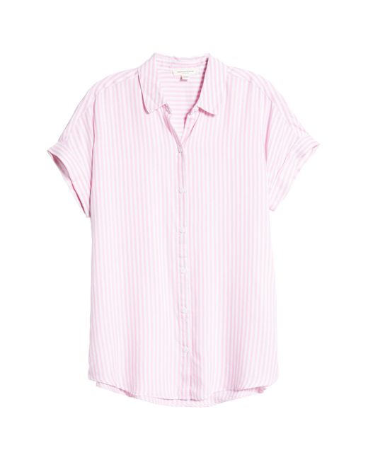 Beach Lunch Lounge Pink Spencer Stripe Short Sleeve Button-up Shirt