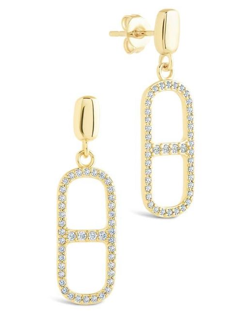 Sterling Forever White Sable Cubic Zirconia Anchor Link Drop Earrings