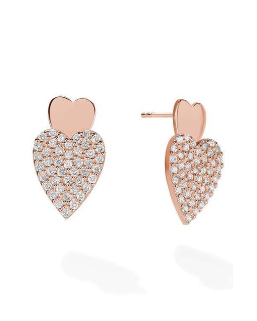 Lana Jewelry Multicolor 14K Pavé Diamond Double Heart Drop Earrings